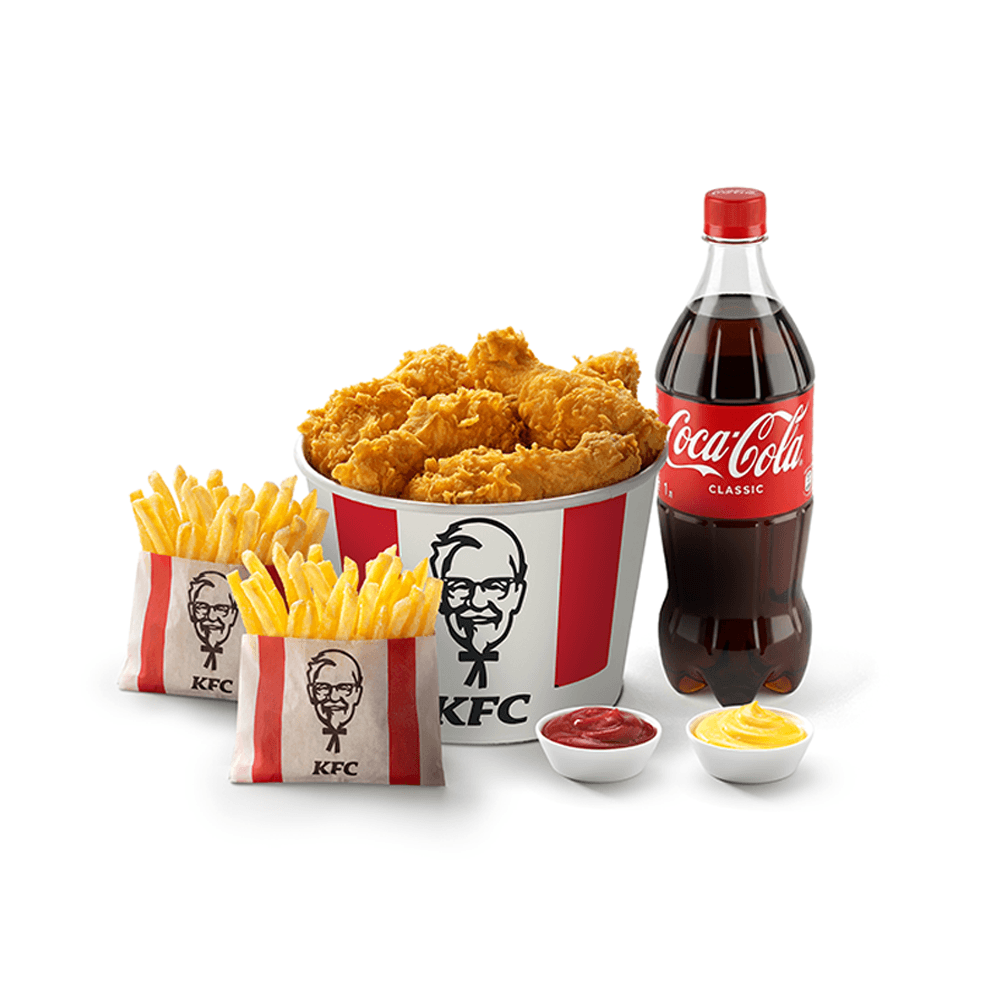 KFC. Баскет 6 КРЫЛЫШЕК 6 СТРИПСОВ КОМБО